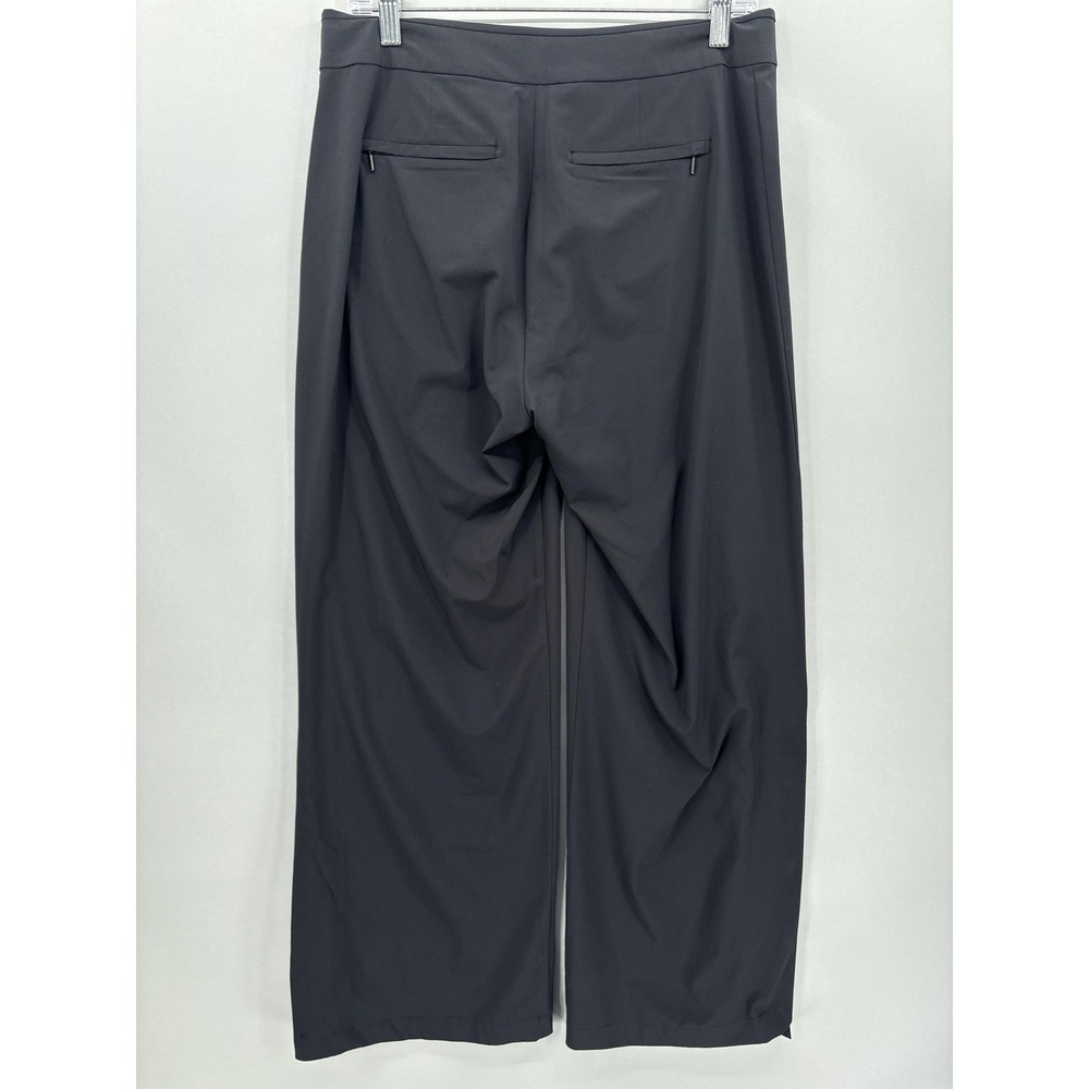 Athleta Pants Womens 6 Black Wide Leg Pull On Zip Pocket Snap Vent Stretch 30" - Picture 7 of 12